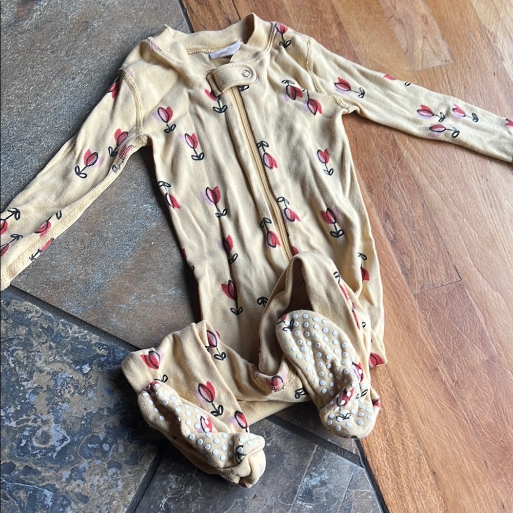 Floral Kids footie pajamas